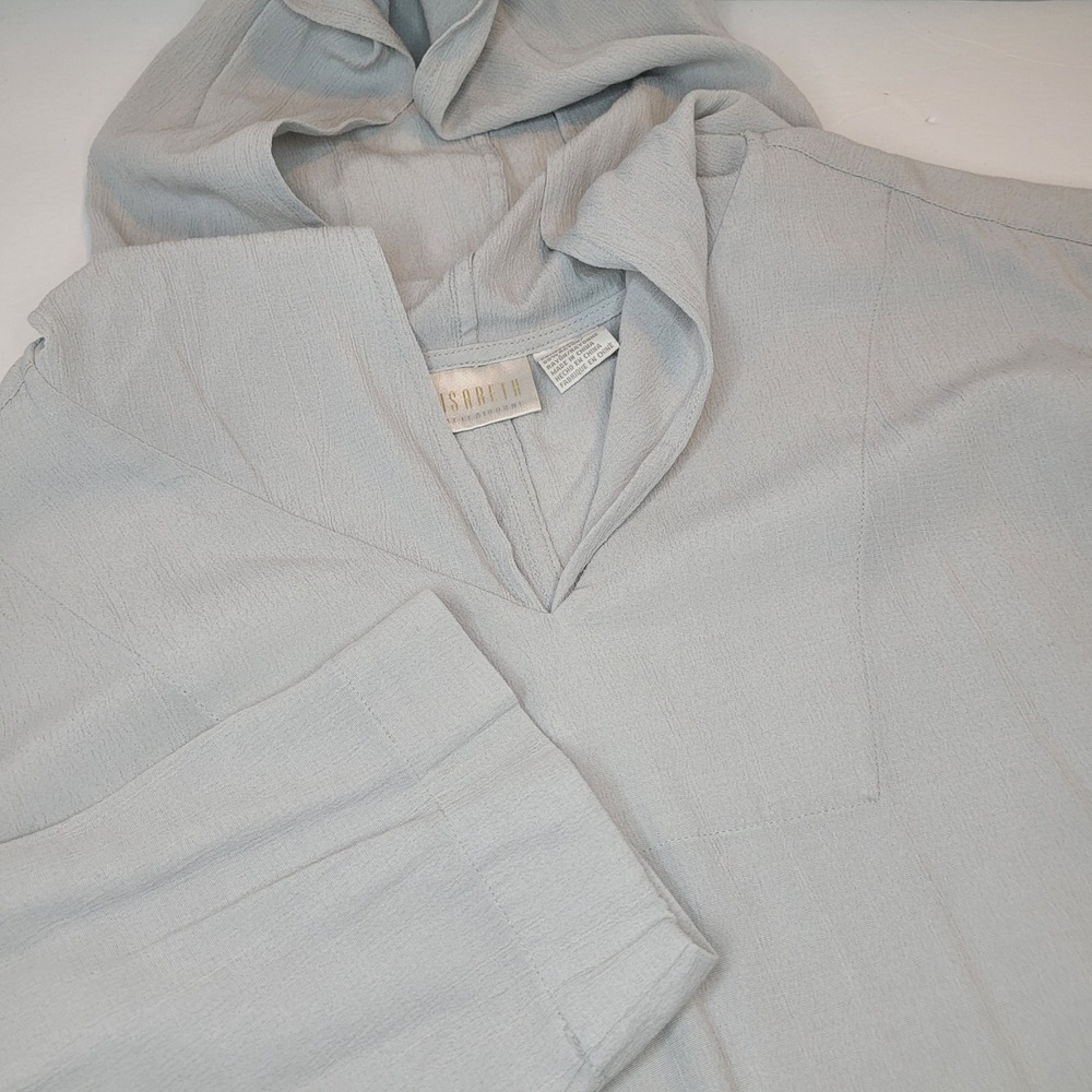 Elizabeth by Liz Claiborne Gray Hooded Pullover Top Plus Size 1X